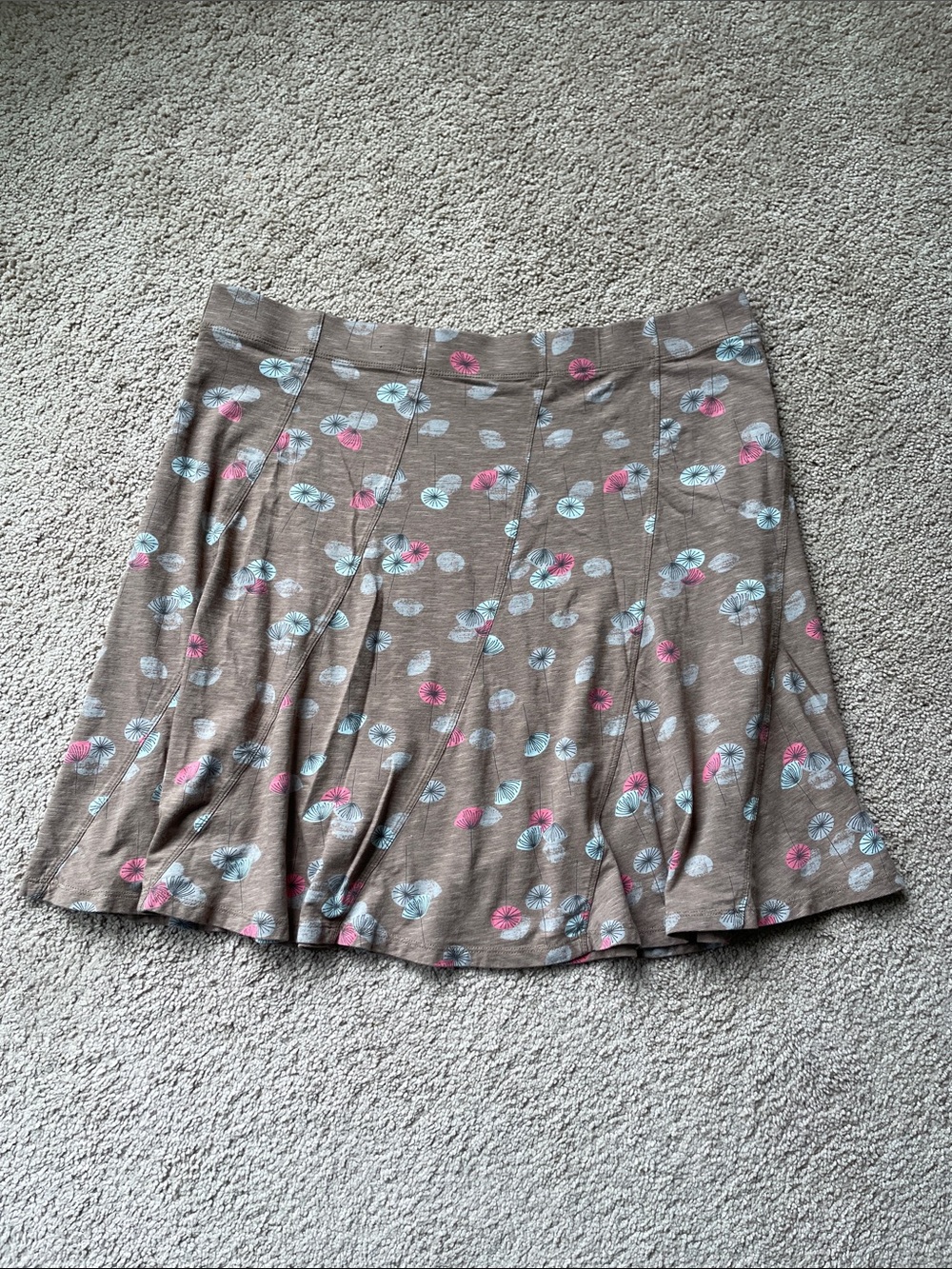 Toad&Co Chachacha Skirt XL Organic Cotton Blend Outdoor Taupe Floral Pull On - Picture 7 of 8